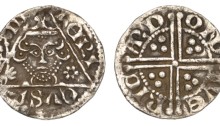 Henry III (1216-1272), Penny, class Id, Dublin, Ricard, ricard on dive, sexfoil to right of bust, (faint) star by sceptre head, 1.33g/3h (Dykes D; SCBI Ulster 440; S 6239; DF 55). Light find patina, better than very fine, rare