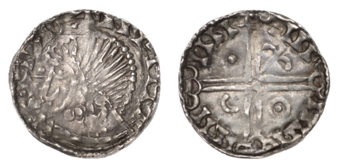 Hiberno-Norse, Phase V, Class A Imitation Long Cross Penny (long voided cross, fleur, pellet-in-annulet, crescent, pellet in quarters)