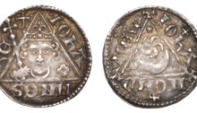 John (as King, 1199-1216), Third coinage, Penny, Dublin, Johan, iohan on dive, pellet on tip of the third ray, 1.58g