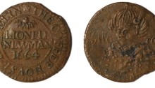 1664 Dublin, Lionell Newman, penny, bust of Turk dividing Mo rat, THE COFFEE HOVSE in DUBLIN (W.371, N.6257) very rare