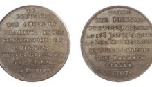 1797 Dublin, Charity Food ticket Penny. TO PREVENT THE ABUSE OF CHARITY IN THE CONSUMPTION OF WHISKEY, THIS IS GIVEN TO THE POOR IN DUBLIN