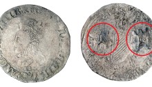 Kilkenny (countermarked twice) Shilling on a base Shilling of Elizabeth I